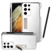 Samsung Galaxy S21 Ultra - Kılıf Kalem Bölmeli Standlı Süper Silikon Kapak - 1