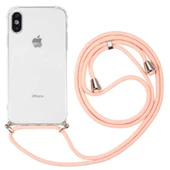 Apple iPhone X - Kılıf Şeffaf İp Askılı Koruyucu X-rop Kapak thumbnail 1