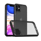 Apple iPhone 11 - Kılıf Karbon Fiber Tasarımlı İnoks Kapak thumbnail 1