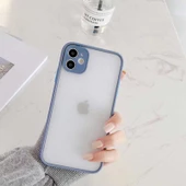 Apple iPhone 12 Pro Max - Kılıf Arkası Buzlu Renkli Düğmeli Hux Kapak thumbnail 6