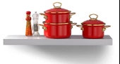 Bonera Emaye 6 Parça Kırmızı Mini Academia Tencere Seti - 1