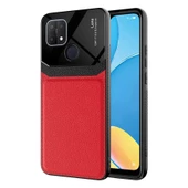 Oppo A15S - Kılıf Deri Görünümlü Parlak Mika Tasarımlı Emiks Kapak thumbnail 1