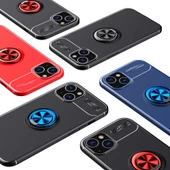 Apple iPhone 13 - Kılıf Yüzüklü Karbon Ravel Silikon Kapak thumbnail 2