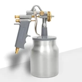 Alttan Depolu Metal Havalı Boya Tabancası 2.0 mm 1000 cc Demir Ahşap Pilastik Yüzey Boyama Tabanca - 2
