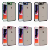 Apple iPhone 8 Plus - Kılıf Arkası Şeffaf Kamera Çevresi Parlak Zıt Renkli Flora Kapak - 3