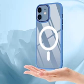 Apple iPhone 12 - Kılıf Wireless Şarj Özellikli Krom Magsafe Silikon Kapak thumbnail 8