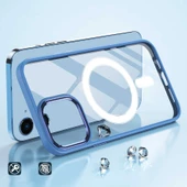 Apple iPhone 12 - Kılıf Wireless Şarj Özellikli Krom Magsafe Silikon Kapak thumbnail 6