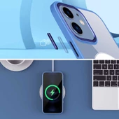 Apple iPhone 12 - Kılıf Wireless Şarj Özellikli Krom Magsafe Silikon Kapak thumbnail 7