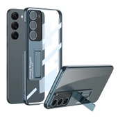 Samsung Galaxy S23 - Kılıf Kamera Korumalı Şeffaf Tasarımlı Lego Standlı Kapak - 1