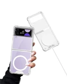 Samsung Galaxy Z Flip 4 - Kılıf Wireless Şarj Özellikli Airbagli Kıpta Anti Shock Magsafe Kapak - 7