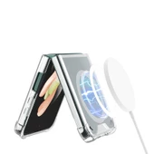 Samsung Galaxy Z Flip 4 - Kılıf Wireless Şarj Özellikli Airbagli Kıpta Anti Shock Magsafe Kapak - 3