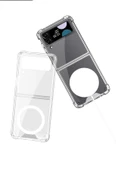Samsung Galaxy Z Flip 4 - Kılıf Wireless Şarj Özellikli Airbagli Kıpta Anti Shock Magsafe Kapak - 8