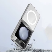 Samsung Galaxy Z Flip 6 - Kılıf Magsafe Şarj Özellikli Şeffaf Sert PC Embos Kapak - 3