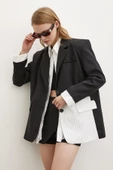 Çizgi Detaylı Çift Düğmeli Blazer Ceket Beyaz - 4