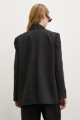 Çizgi Detaylı Çift Düğmeli Blazer Ceket Siyah - 6