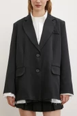 Cep Kapaklı Kesik Detaylı Blazer Ceket Siyah - 4