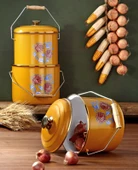 Bonera Emaye 3'lü Hardal Sarısı Bakraç Set, 14-16-18cm Yoğurt Mayalama Seti - 1