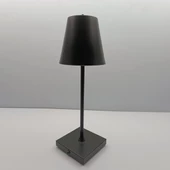 Konik Şapka Metal Şarjlı Masa Lambası Siyah - 3