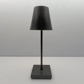 Konik Şapka Metal Şarjlı Masa Lambası Siyah - 2