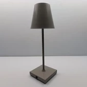 Konik Şapka Metal Şarjlı Masa Lambası Gri - 3