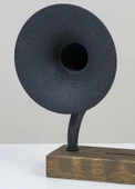 Akustik Gramofon Eskitme Gold Ahşap Gövde / Siyah Metal Başlık - 1