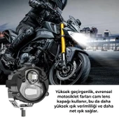 Led Spot Işık ve Beyaz Projektör Lens Yuvarlak Çift Gözlü Led Off Road Lamba Motosiklet ve İş Makinesi Projektörü 12V-85V - 4