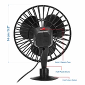 Mega Oto Market Araç İçi 12V Vantuzlu 5.5" 14 cm Mini Fan Vantilatör Pervane Çakmaklık Girişli Tüm Araçlarla Uyumlu - 10