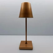 Konik Şapka Masa Lambası Metal Gold Gövde Şarjlı - 2