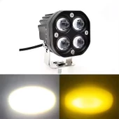 Led Spot Işık ve Beyaz Projektör Lens Kare Dört Gözlü Led Off Road Lamba Motosiklet ve İş Makinesi Projektörü 12V-85V - 12