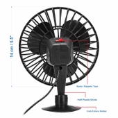 Mega Oto Market Araç İçi 12V Vantuzlu 5.5" 14 cm Mini Fan Vantilatör Pervane Çakmaklık Girişli Tüm Araçlarla Uyumlu - 5
