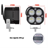 Led Spot Işık ve Beyaz Projektör Lens Kare Dört Gözlü Led Off Road Lamba Motosiklet ve İş Makinesi Projektörü 12V-85V - 4