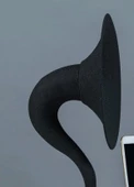 Akustik Gramofon Krem Ahşap Gövde / Siyah Metal Başlık - 2