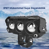 Led Spot Işık ve Sarı Beyaz Projektör Lens 3 Gözlü Dikdörtgen Baykuş Led Off Road Lamba Motosiklet ve İş Makinesi Projektörü 12V-85V - 10