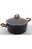 Bonera Vogue 24cm Ahşap Kulp Detaylı Granit Tekli Derin Tencere - 1