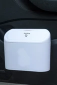 Oto Araba Çöp Kutusu Kapaklı Organizer Çöp Kovası Beyaz - 4