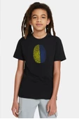 Sarı Lacivert Parmak İzi Siyah Çocuk Tshirt - 1