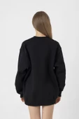 Sarı Lacivert Parmak İzi Siyah Kadın 2ip Sweatshirt - 4