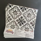 DecoHandy  Pvc Duvar Karosu 30x30cm 4'lü Paket - Siyah Beyaz Çini Desen  0,36m2 - 3