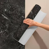 Siyah Mermer Desenli Yapışkanlı Kaplama Kağıdı 5 Metre - 1