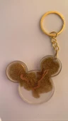 Şeffaf Epoksi İçinde Gold Süslemeli Gold Aksesuarlı Mickey Mouse Şekil Anahtarlık El Yapımı Hediyelik thumbnail 1