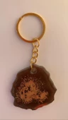Karışık Desenli Kahverengi Renkli Gold Aksesuarlı Epoksi Anahtarlık El Yapımı Hediyelik thumbnail 1