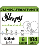 Sleepy Natural 2'li Mega Fırsat Paketi Külot Bez 6 Numara Xlarge 184 Adet - 1
