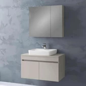 Denko Etna 80 cm MDF Kül Gri Banyo Dolabı Alt Modül, Lavabo - 2