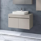 Denko Etna 80 cm MDF Kül Gri Banyo Dolabı Alt Modül, Lavabo - 1
