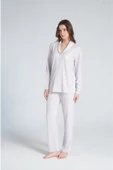 Pijadore Kadın Lila Boydan Düğmeli Pijama Takım 1704 thumbnail 1