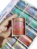 5mm Altın folyo baskılı İnce Yapışkanlı dekoratif maskeleme Kağıdı, Desenli bant 10 lu - Çiçek - 1