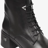 Greyder 59127 Kadın Hakiki Deri Bağcıklı Kenarı Fermuarlı Kalın Topuk Chıc Bot - 12