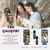 Upway Gürültü Azaltıcı Tak Çalıştır Kablosuz 20 Metre Mesafeli Mandallı Şarjlı Yaka Mikrofon Seti - 3