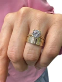 Alyans Tektaş İkili Günlük 8 Ayar Altın Yüzük thumbnail 3