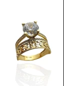 Tek taş Gurmet Model Alyans İkili Kombin Günlük 8 Ayar Altın Yüzük thumbnail 2